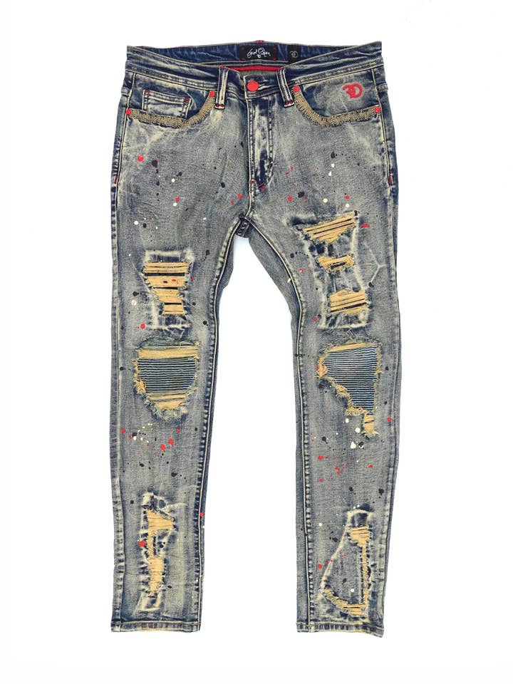 F1778 Frost Shredded Jeans W/ Paint - Vintage for wholesale by Frost Originals