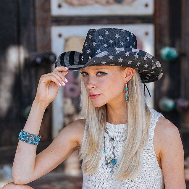 Saddleback Collection Women's Patriotic Cowboy Hat TX-711 for wholesale by California Hat Company