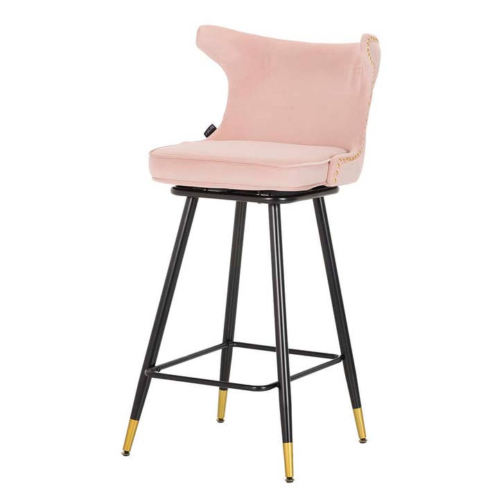 Taburete Bar Velvet Rosa Clinton 46x53x105 cm para venta al por mayor de Ethan Chloe - GARPE GROUP - GARCIA PÉREZ Y CÍA S.L.