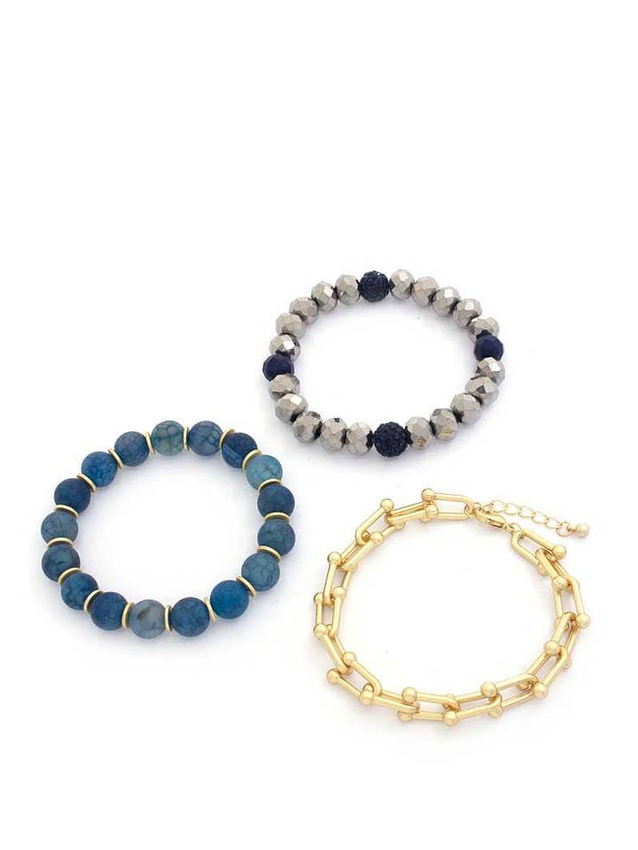 U Link Stone Beaded Bracelet Set for wholesale by CC Wholesale Clothing