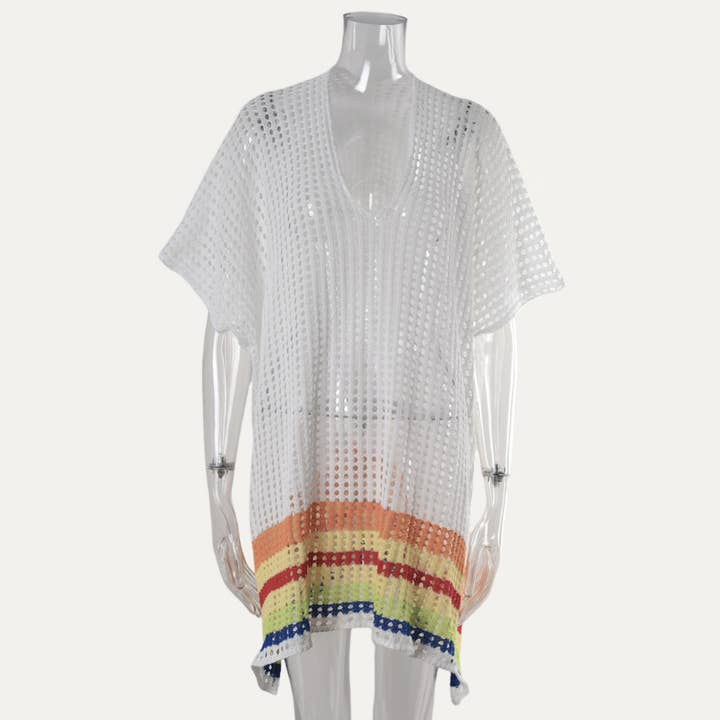 The Moment Collection – wholesale Strandkläder – Dam – Seaside Resort Regnbåge Mångfärgad Virkad Simma Cover-Up8