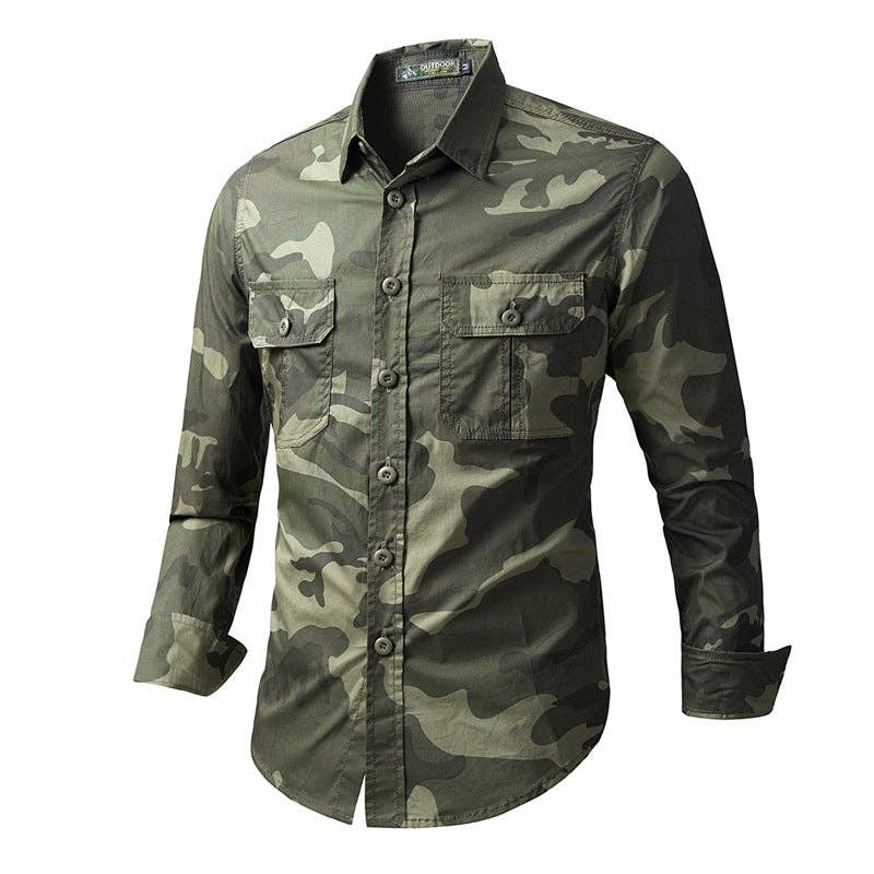Ecovear - Wholesale Button Down Shirt - Men's - Outdoor Camo Cargo Lapel Long Sleeve Men Shirt5