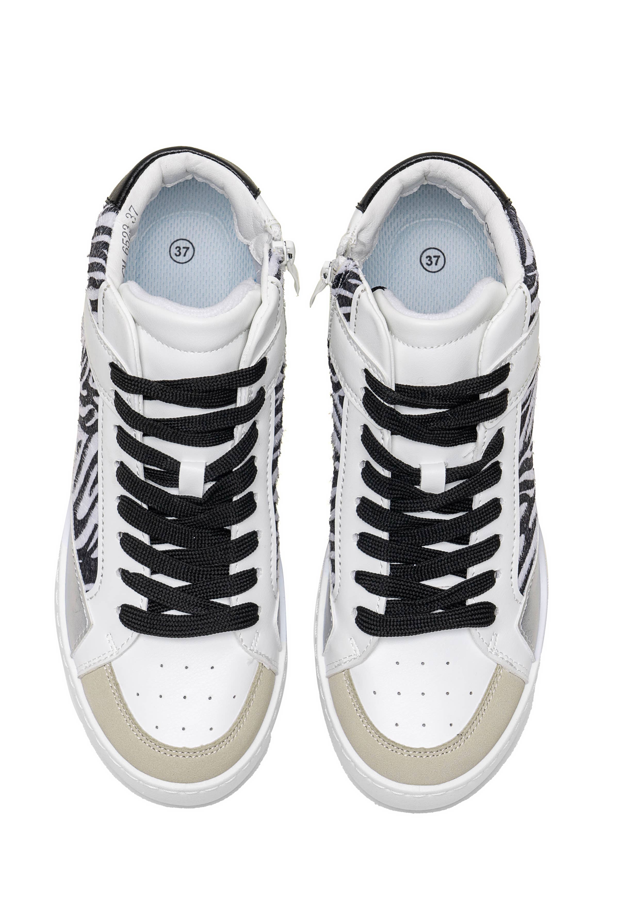 C'M PARIS – Sapatilha Lifestyle - Mulher por atacado – Ténis de Cano Alto com Lantejoulas e Estampados de Animais 652314