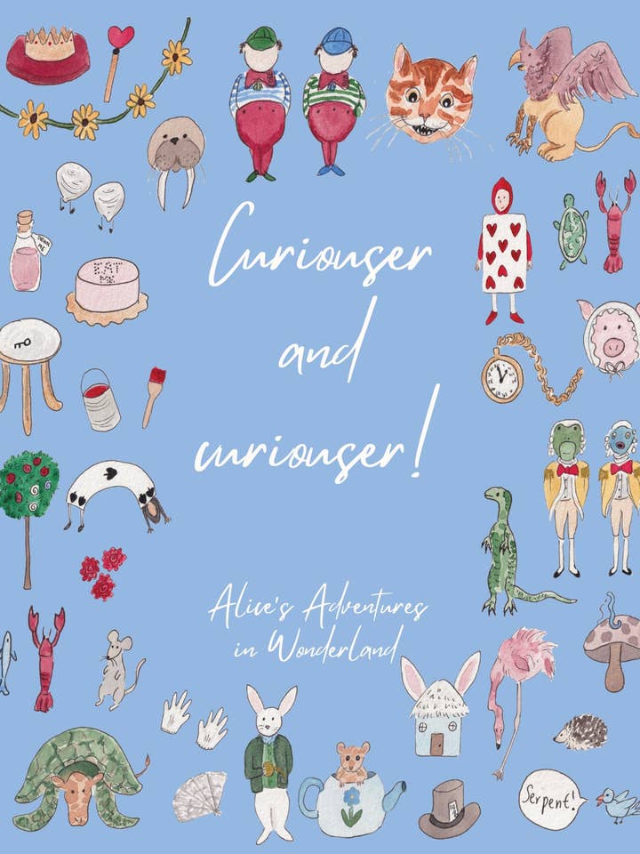 Alice in Wonderland Watercolor Print "Curiouser" for wholesale by Alexandra Schmeling Fine Art