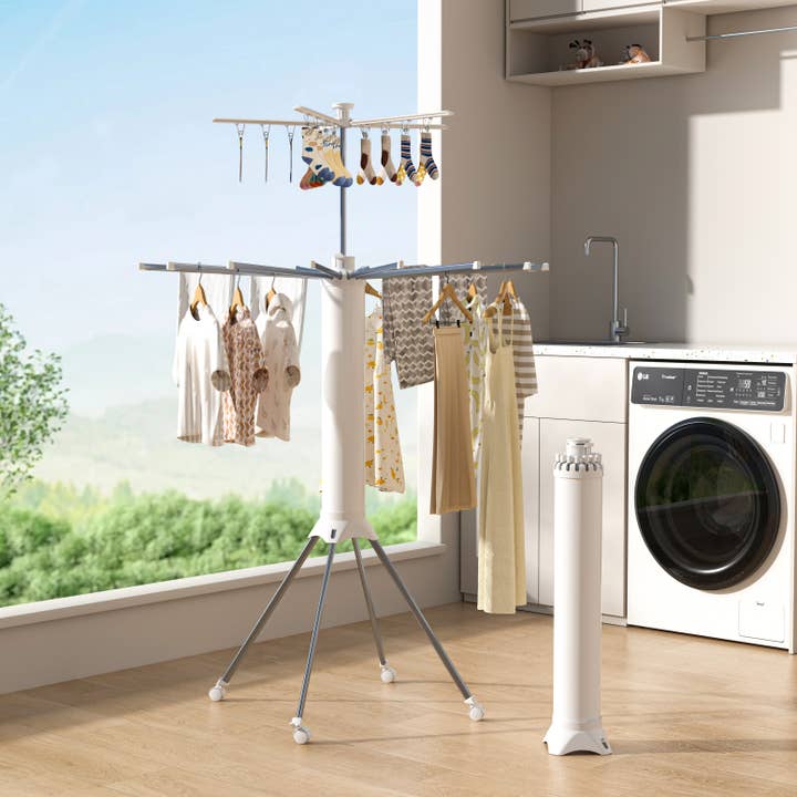 Foldable Clothes Drying Rack Double-Tier Aluminum for wholesale by 39F Inc.