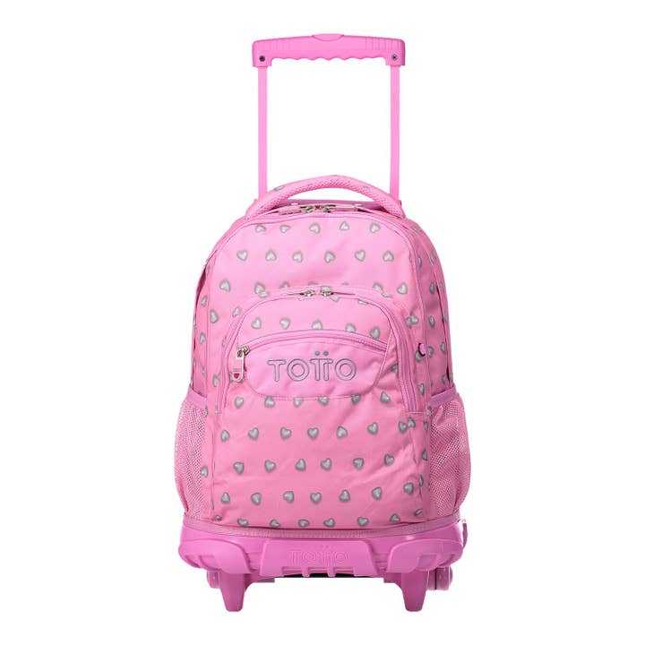 School backpack with wheels pink hearts for wholesale by TOTTO