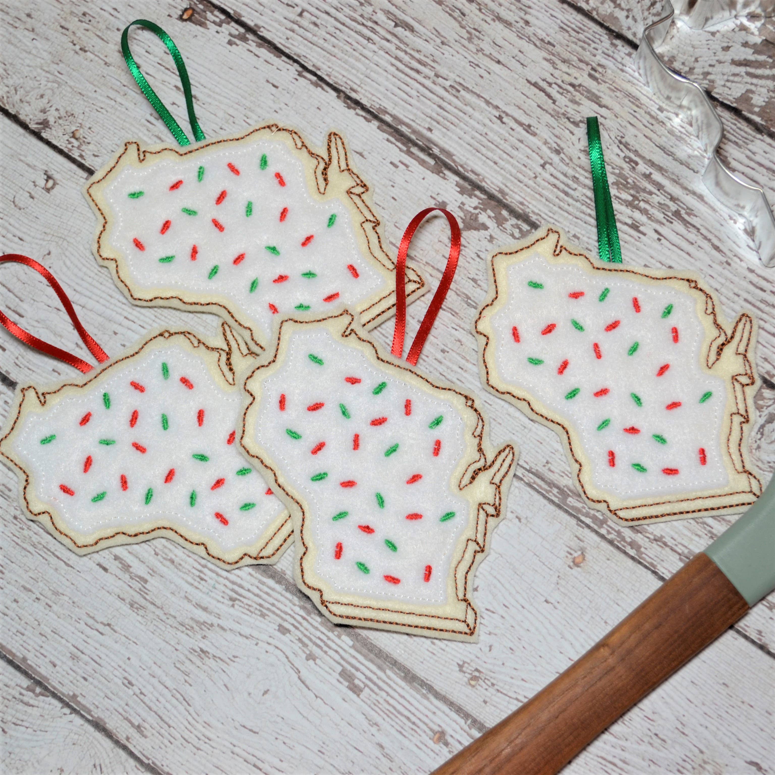 SewMuchMoreStore - Vente Objets de décoration - State Sugar Cookie Brodé Feutre Ornement - Vacances8