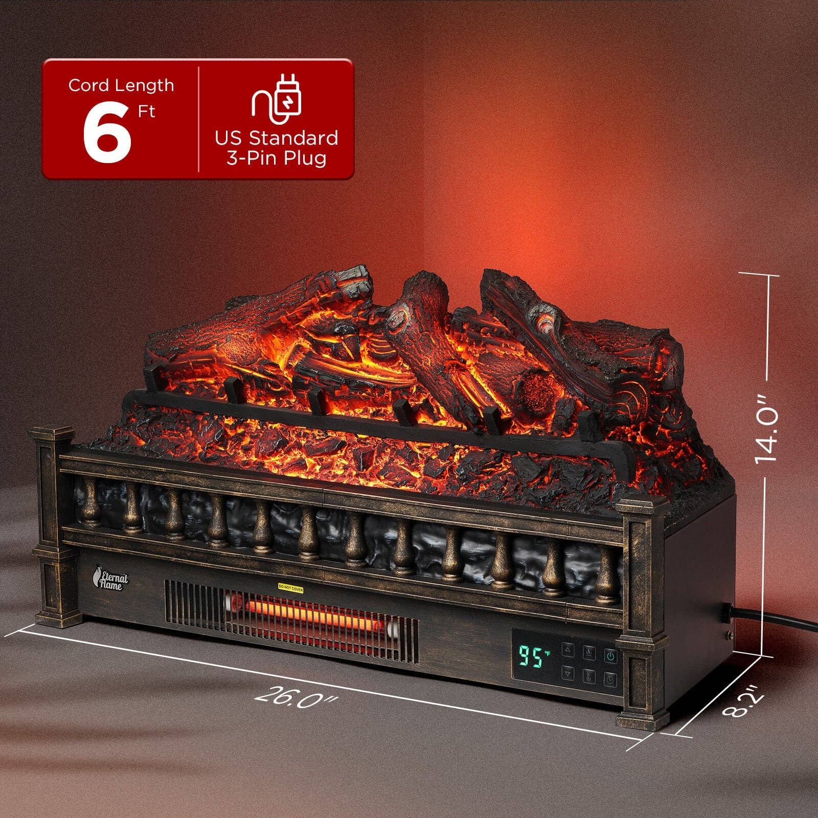 TURBRO - Wholesale Fireplace Screen - Eternal Flame EF26-LG Smart Electric Fireplace Logs, WiFi Enabled13