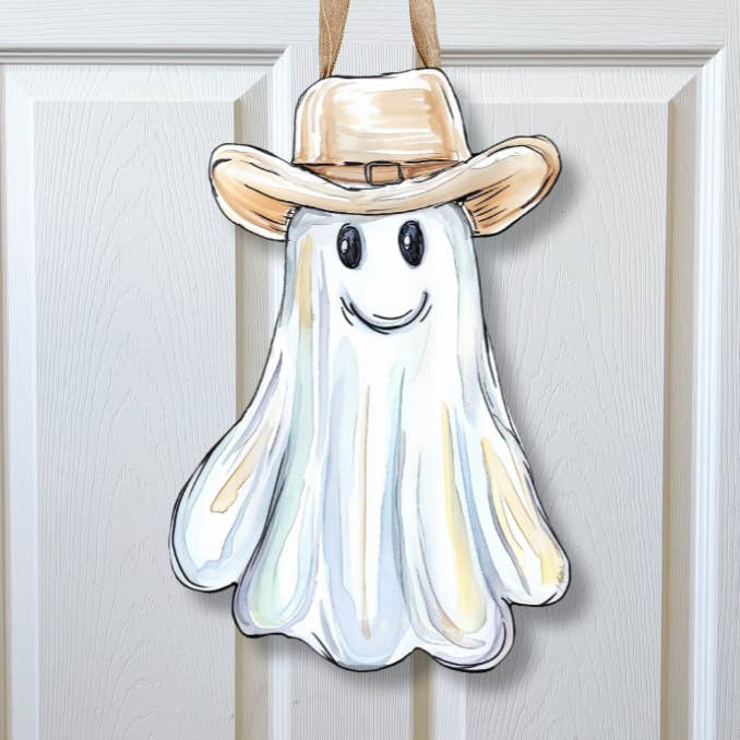 Colgador de Puerta de Fantasma Vaquero - Decoración Divertida y Espeluznante de Halloween "Howdy" para venta al por mayor de Home Malone