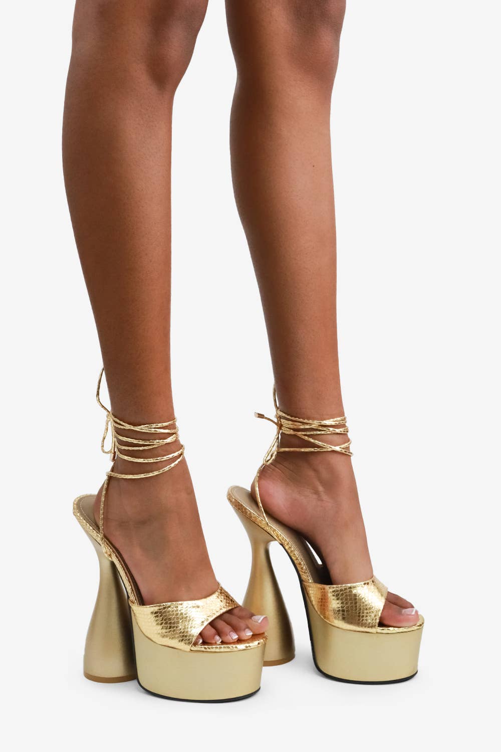 Lemonade Shoes - Wholesale Platform Heels - Women's - BITE ME - Sculptural Platform Heels w/ Ankle Ties7