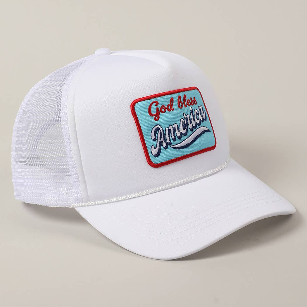 Fashion City - Vendita all'ingrosso Cappellino  da camionista - Unisex - Cappello in Schiuma con Toppa Ricamata "God Bless America"12