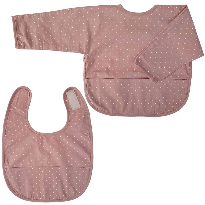 Bavoir + Bavoir avec Manches Mauve Pâle à Pois pour la vente par Summerville organic