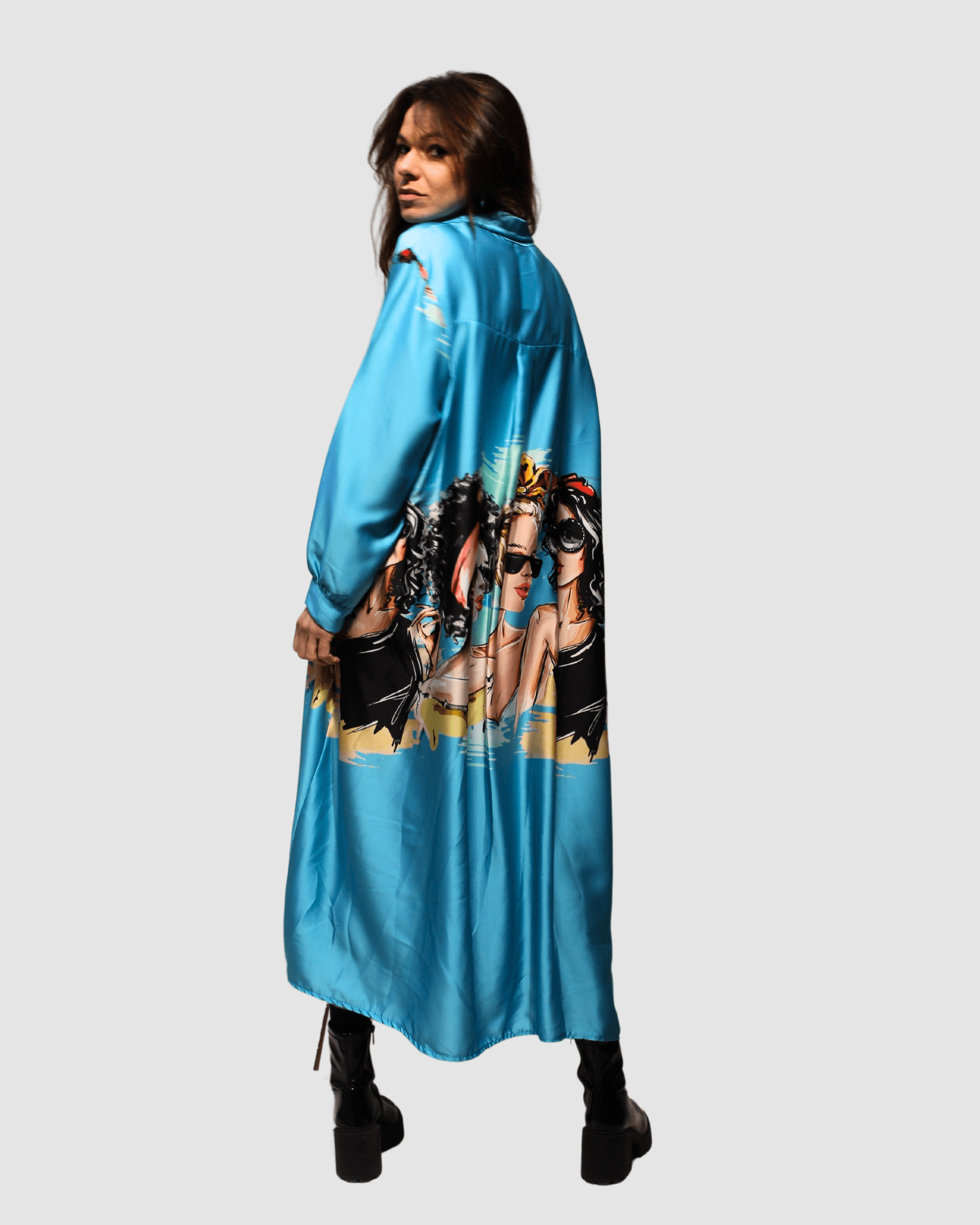 BanBat – Engroshandel Kjole - Dame – Satinskjortekjole med trykt mønster - REF: 3073614