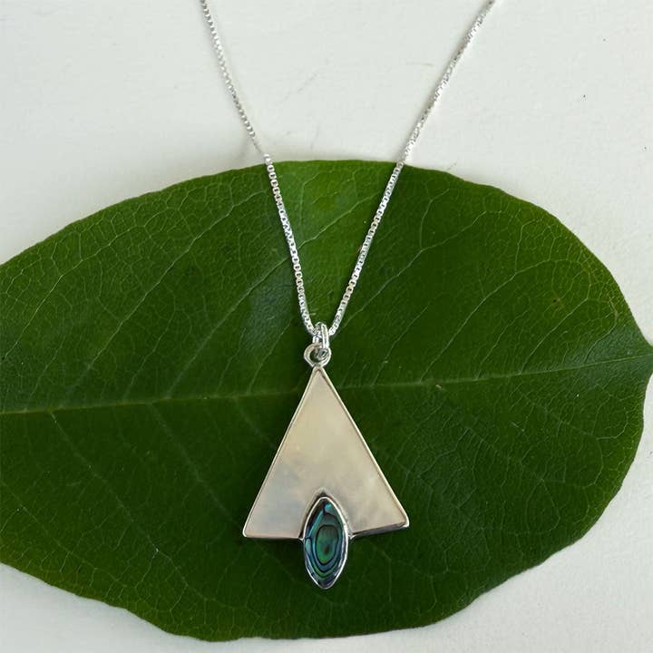 Mother-of-Pearl Triangle Necklace - Sterling Silver, Indonesia for wholesale by Women's Peace Collection