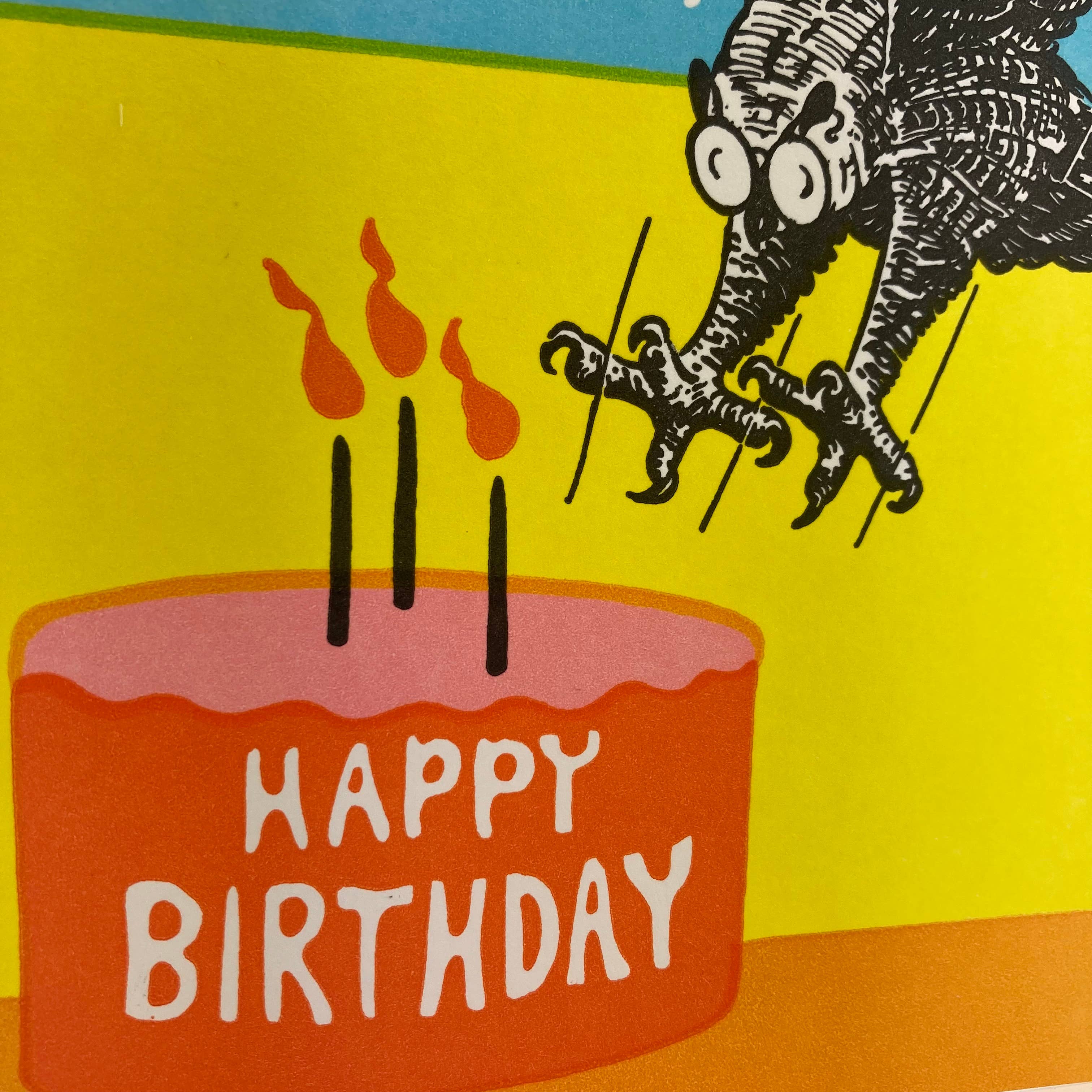 Old School Stationers - Wholesale Birthday Card - Birthday wishes. Wise old owl & birthday cake.3