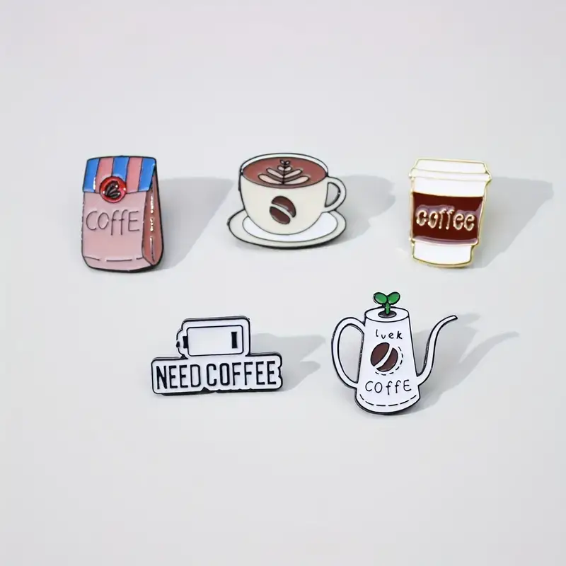 Magnifique Hearts - Wholesale Lapel pin/button - Caffeine Lover's 5 brew enamel pins , Personalize DIY3