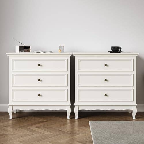 Heynemo - Wholesale Cabinet - White 3 Drawer Dresser for Bedroom, Wide Chest of Drawers1