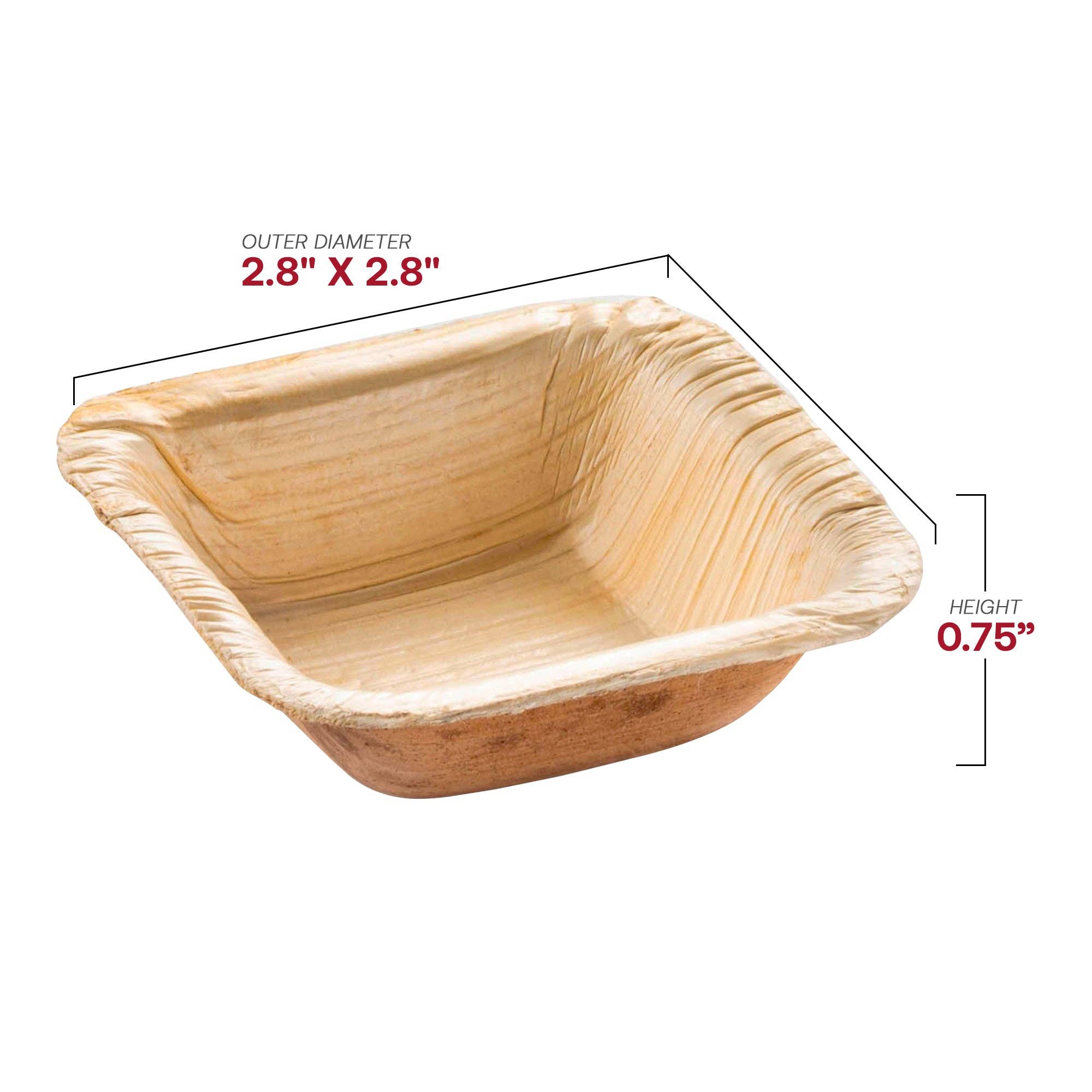Smarty had a Party - Wholesale Disposable Plate - 1.5 oz. Square Palm Leaf Eco Friendly Mini Bowls - 25 pcs3