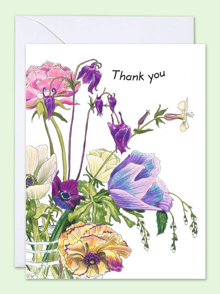 Card - Thank You - with California Poppy for wholesale by Vivid Cottage