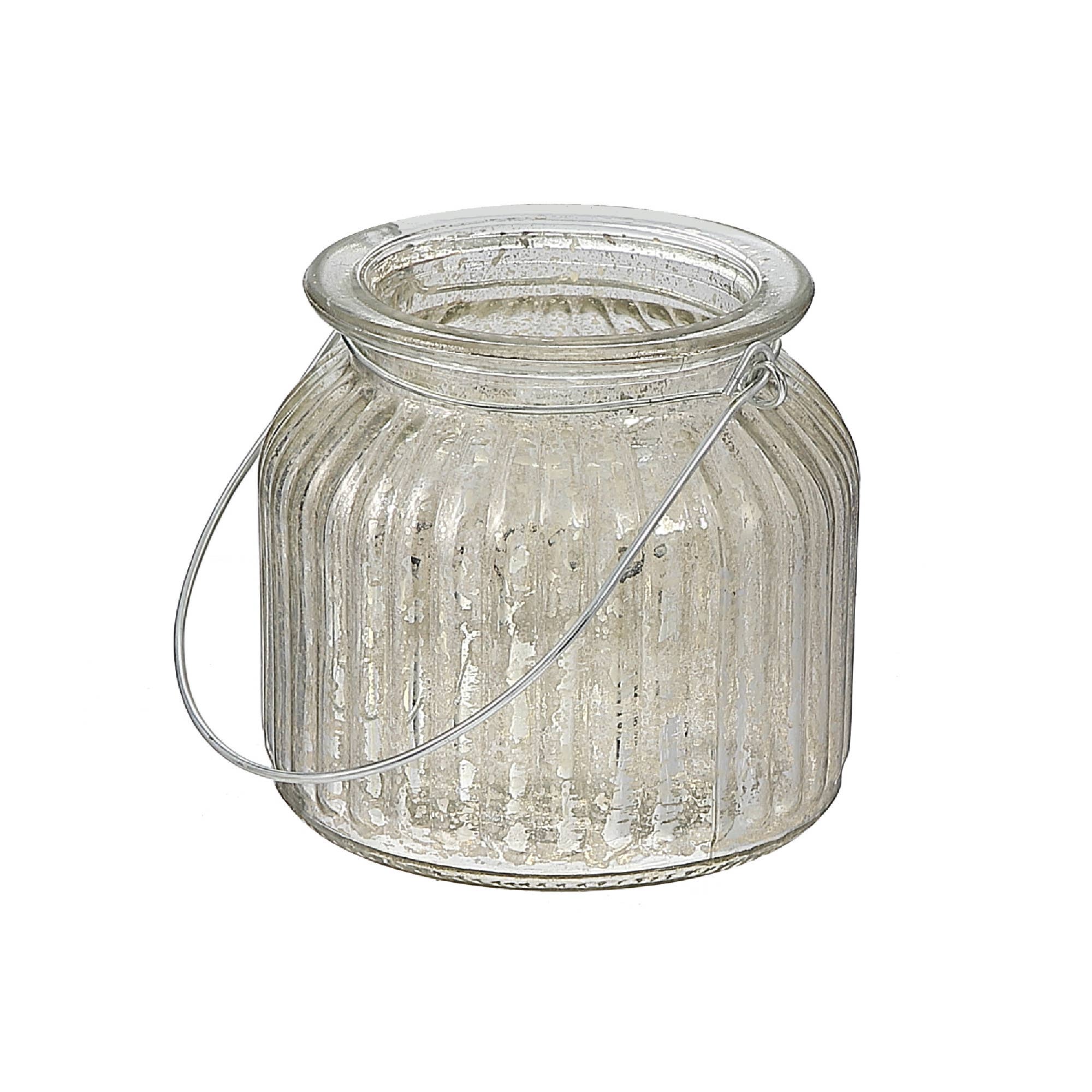 Silver Ribbed Mercury Glass Tealight Holder S for wholesale on Faire0