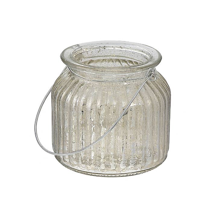 Silver Ribbed Mercury Glass Tealight Holder S for wholesale on Faire