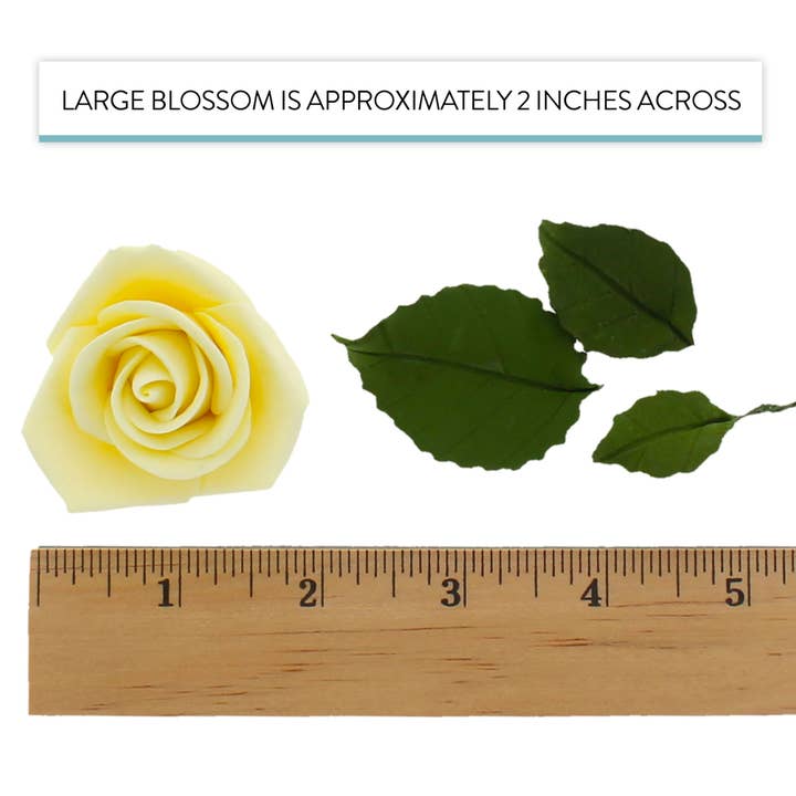 Global Sugar Art - Wholesale Cake/cupcake topper - Peace Rose Sugar Flowers with Leaves, Cake Decorating Kit, by Global Sugar Art, Medium, Yellow2