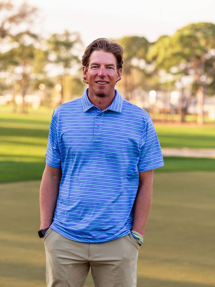 Polo de Rendimiento para Hombre Walker - Azul Oasis para venta al por mayor de Turtles and Tees