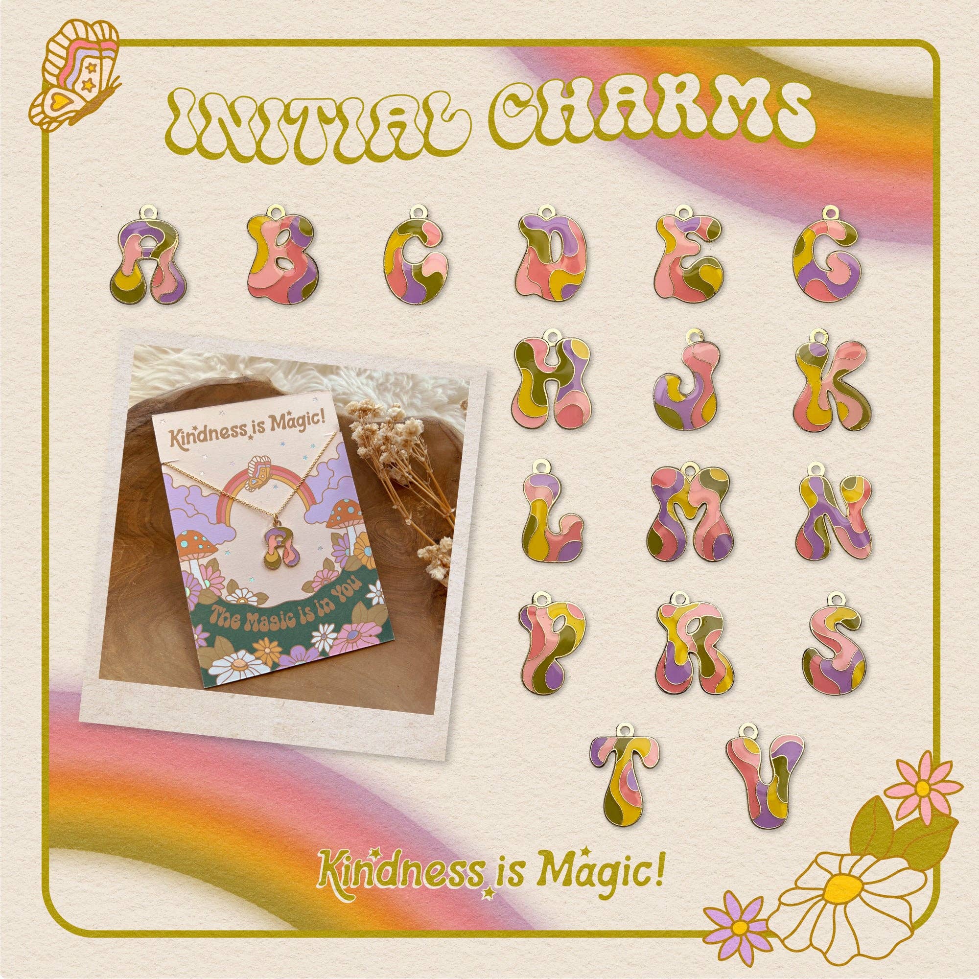 Kindness is Magic – Colar pingente/pendente por atacado – Colar Charm Inicial3