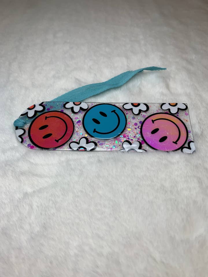 Marcapáginas de acrílico - Cara sonriente retro para venta al por mayor de Elation Collective