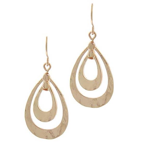 FR2299 Rose Gold_Rose Gold Double Layered Teardrop Earrings for wholesale by 0011 PREMIERE