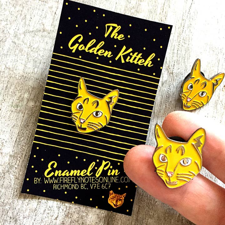 Firefly Notes - Wholesale Lapel Pin/Button - Cat Enamel Pin, Golden Kitteh