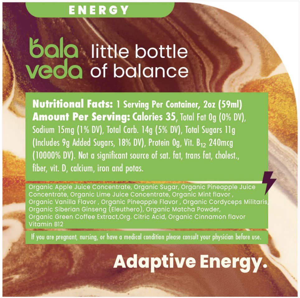 Balaveda - Vente Boisson sportive et énergisante - Tropic Rush - Shot énergétique au matcha à l'ananas - 2 oz2