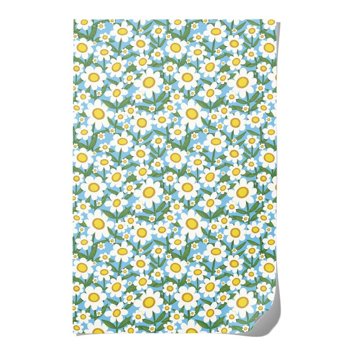 Red Cap Cards - Wholesale Flat Wrap - Seventies Daisy wrapping paper1