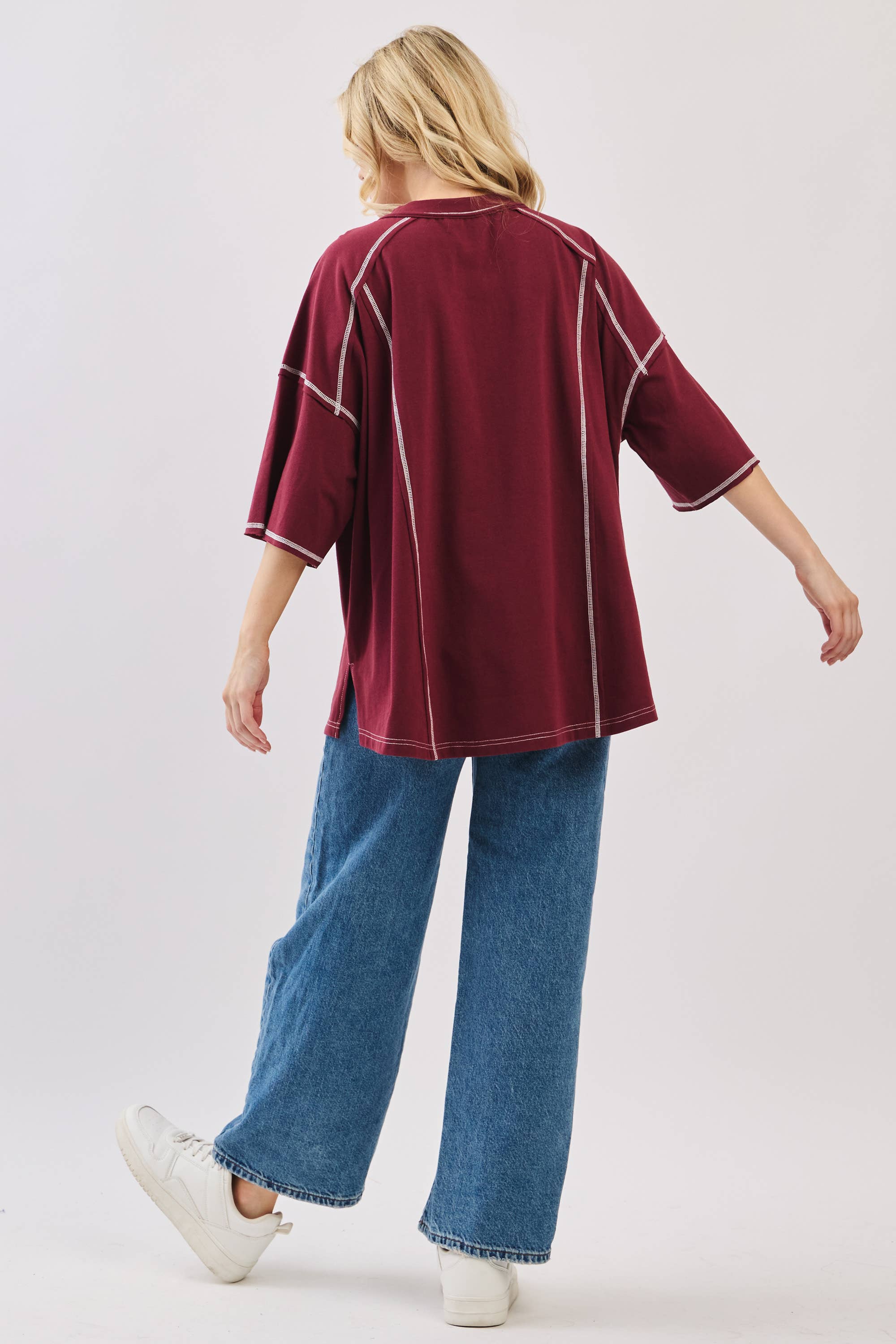 Sewn and Seen – Túnica - Mulher por atacado – Henley Relaxado com Botões14