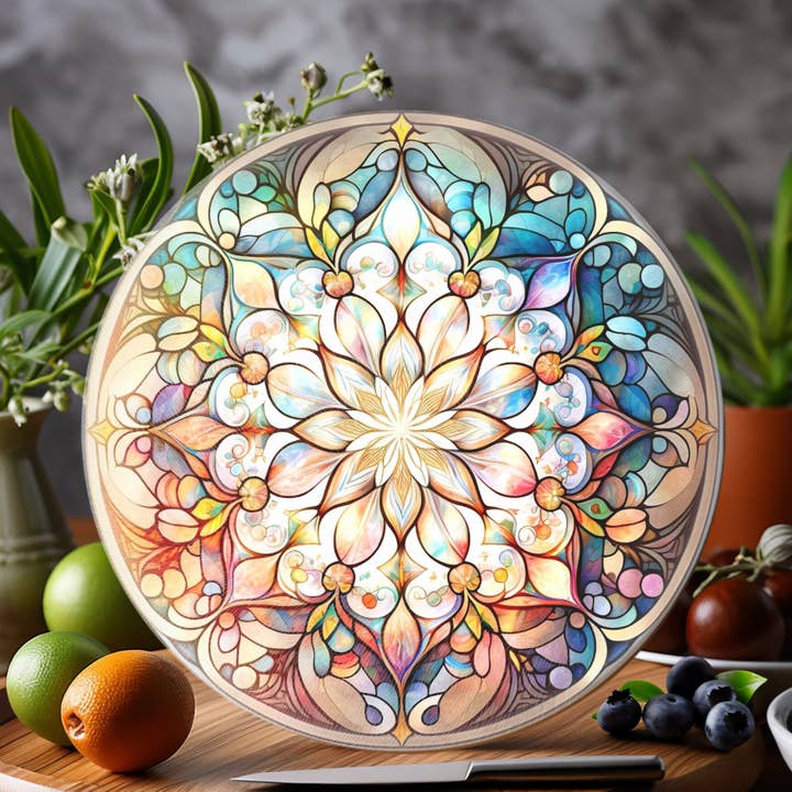 Fernville Creations - Wholesale Cutting Board - Mandala Charcuterie Board Tempered Glass Kitchen Decor