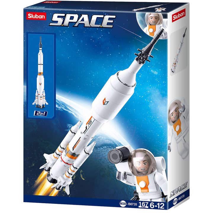 Saturn Space Rocket / Long March Rocket Building Brick Kit (167pcs) for wholesale by Texas Toy Distribution