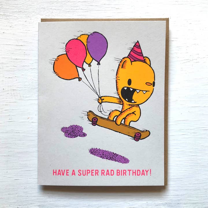 Carte d'anniversaire de skateboard pour la vente par everyday balloons print shop