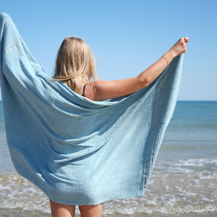 BIO-BAUMWOLLE FOUTA - Kollektion DOLCE - Aquamarin für den Großhandel von Karawan Authentic