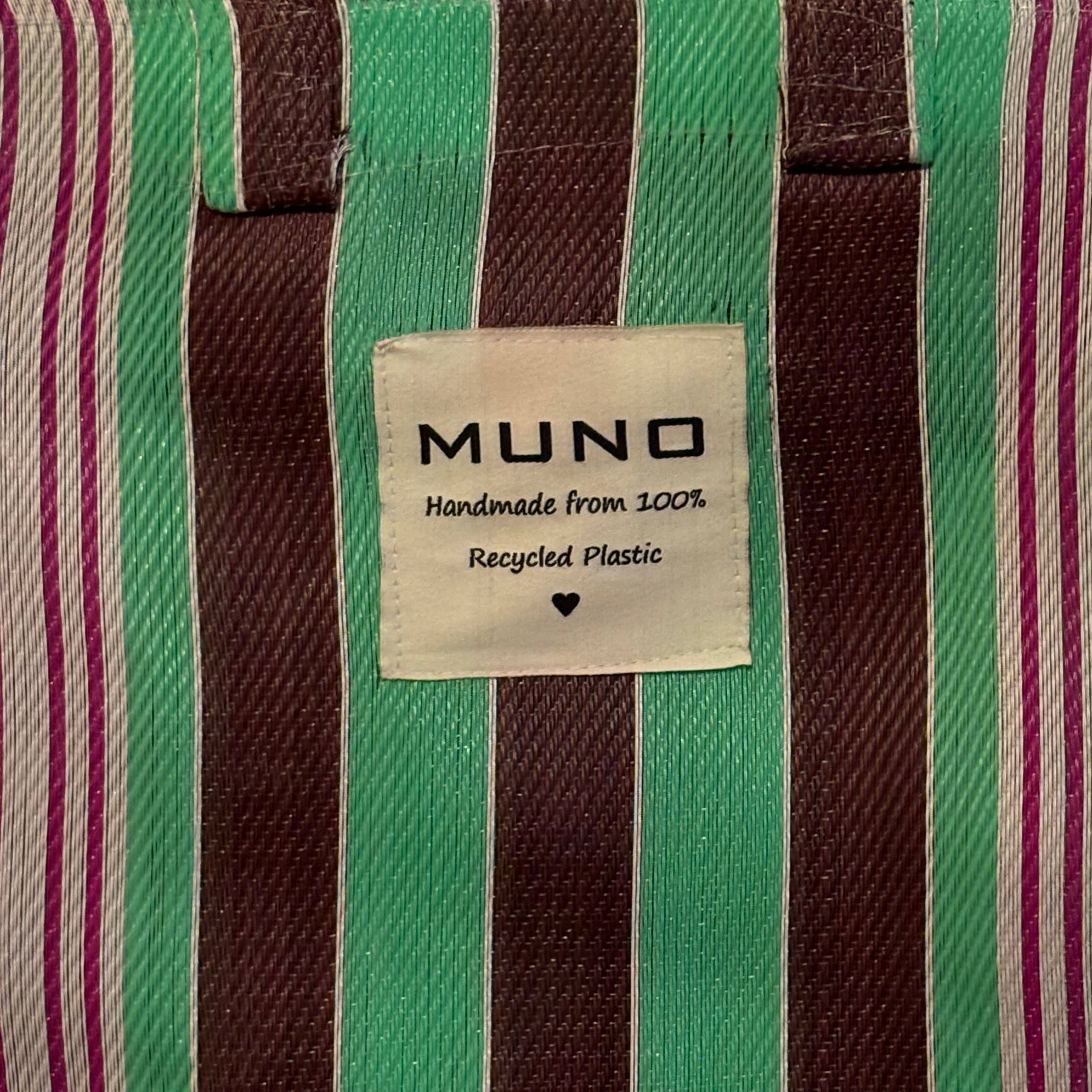 Muno - Wholesale Grocery/Shopping Bag - Handmade Recycled Nylon Shopping Bag - Green & Brown 1