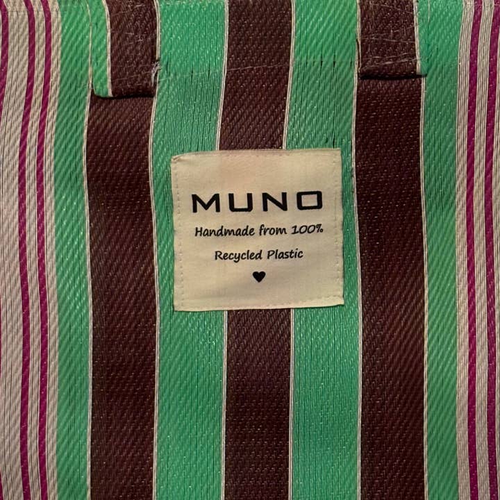 Muno - Wholesale Grocery/Shopping Bag - Handmade Recycled Nylon Shopping Bag - Green & Brown 1