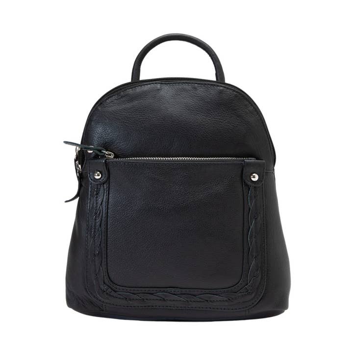 Small Leather Detail Backpack with Top Handle for wholesale by Leather Impressions Inc