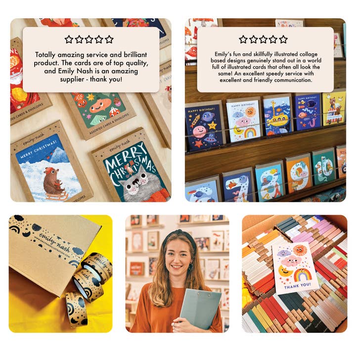 Emily Nash Illustration Greeting Cards - Wholesale Baby Card - 'Tiny New Friend' New Baby Greeting Card | Baby Boy or Girl3