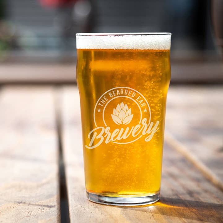 Branded Business Logo Bespoke Engraved Beer Glass for wholesale by Love Lumi Ltd