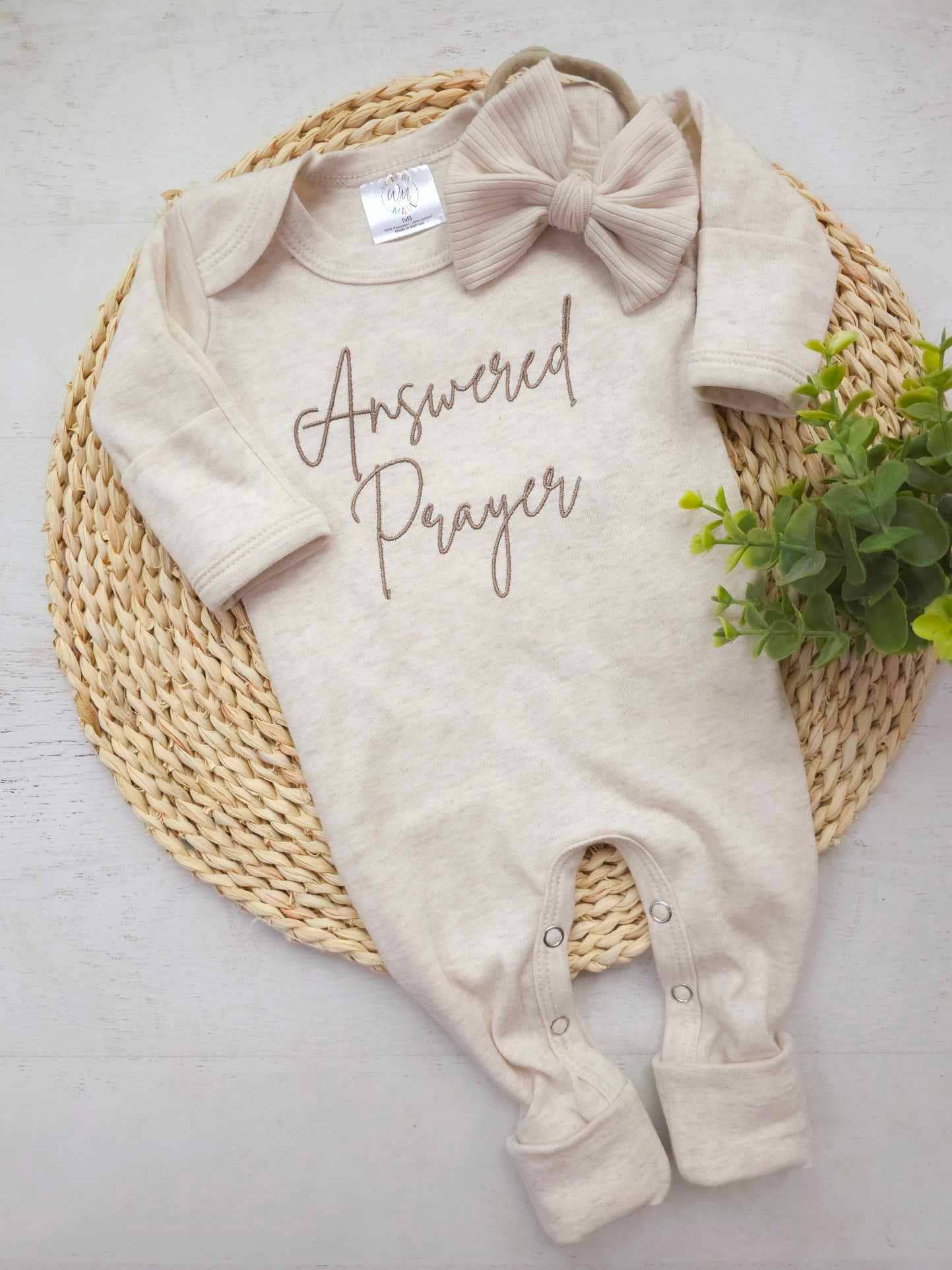Wonderfully Made - Wholesale Jumpsuit - Baby - Baby Romper | Answered Prayers Oatmeal2