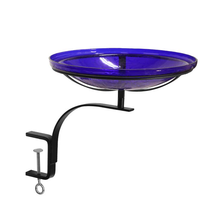 14" Cobalt Blue Crackle Birdbath- Rail Mount Bracket for engroshandel hos ACHLA Designs