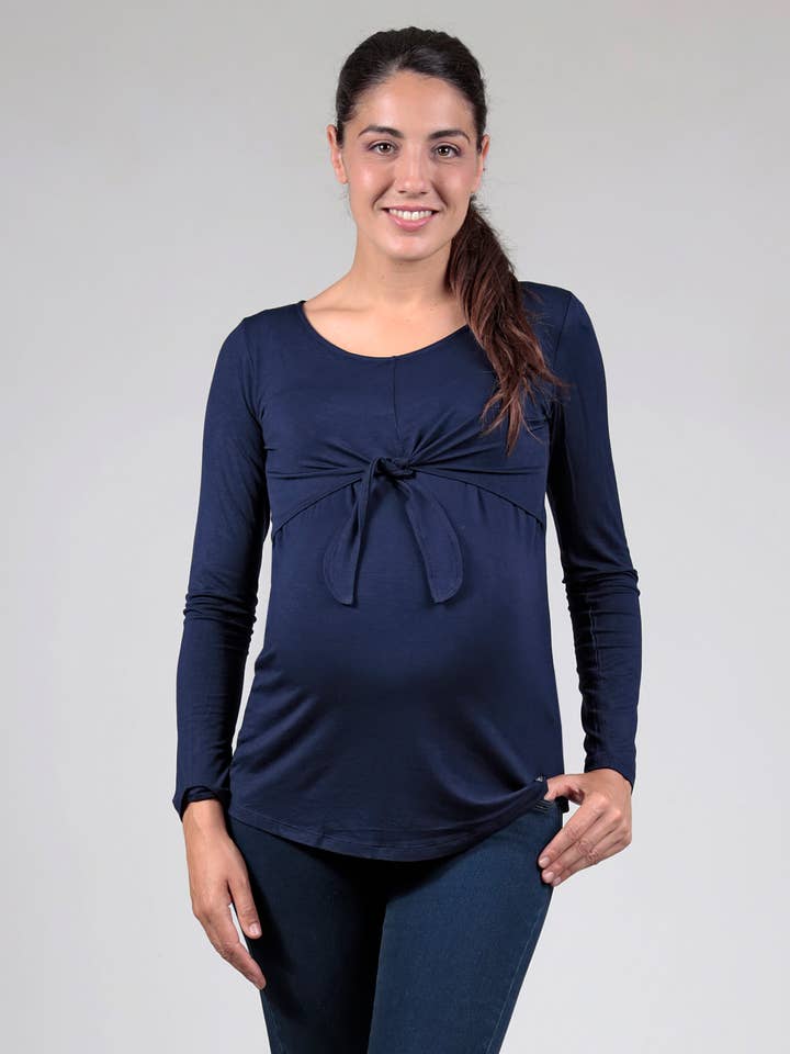 T-shirt da allattamento con nodo frontale per la vendita all'ingrosso da parte di Ohma Barcelona