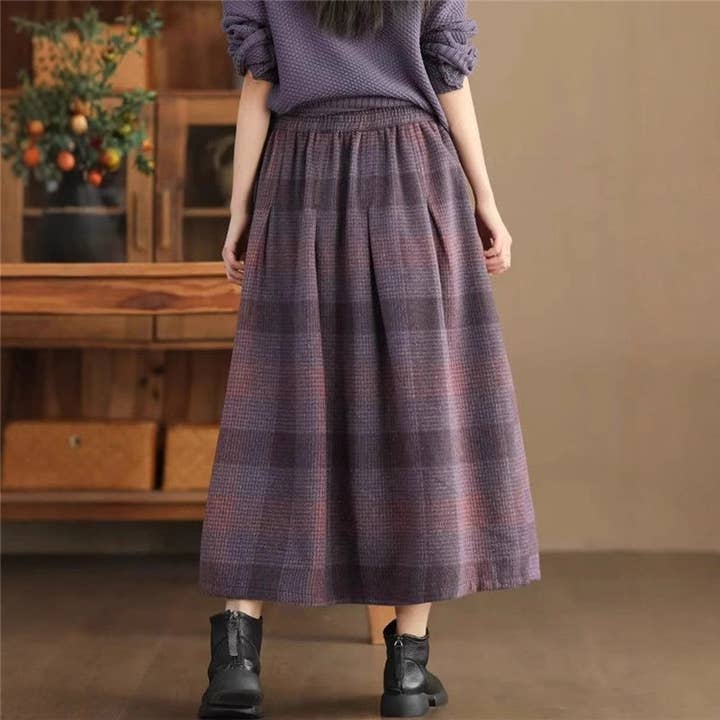 Sheer Trend – Großhandel Rock – Damen – Mittellanger bis langer karierter Wollrock3