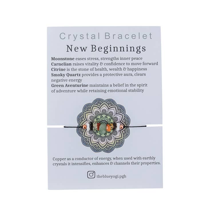 New Beginnings Crystal Bracelet with an affirmation for wholesale by The Blue Yogi