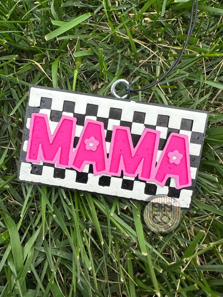 Checkered Mama (pink and black) Car Freshie for wholesale by 1989 Co.
