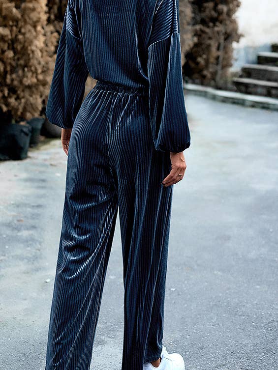 HIDDENBRAND - Wholesale Top & Pant Set (NOT Loungewear) - Women's - Women's Velvet Suit Casual Two Piece11